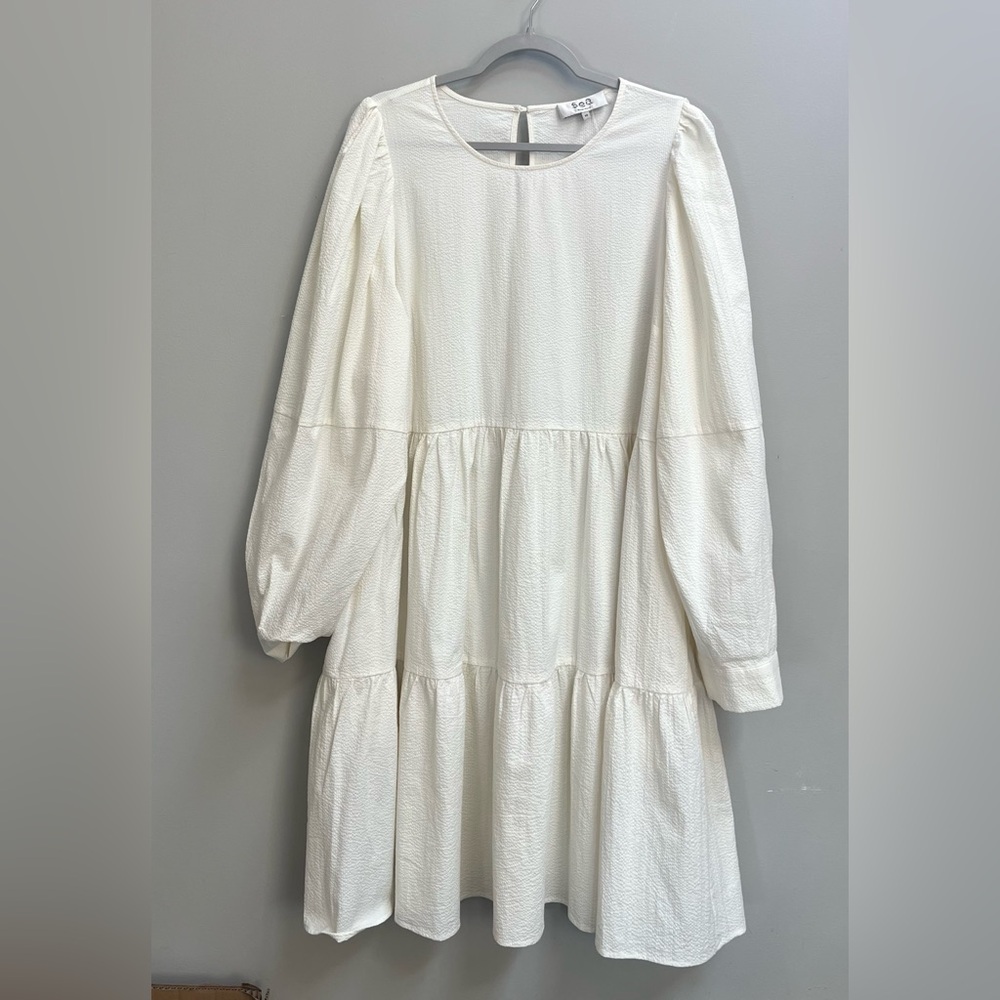 Sea New York Dress Ivory Puff Sleeve Women’s Size 14 - Lovely
